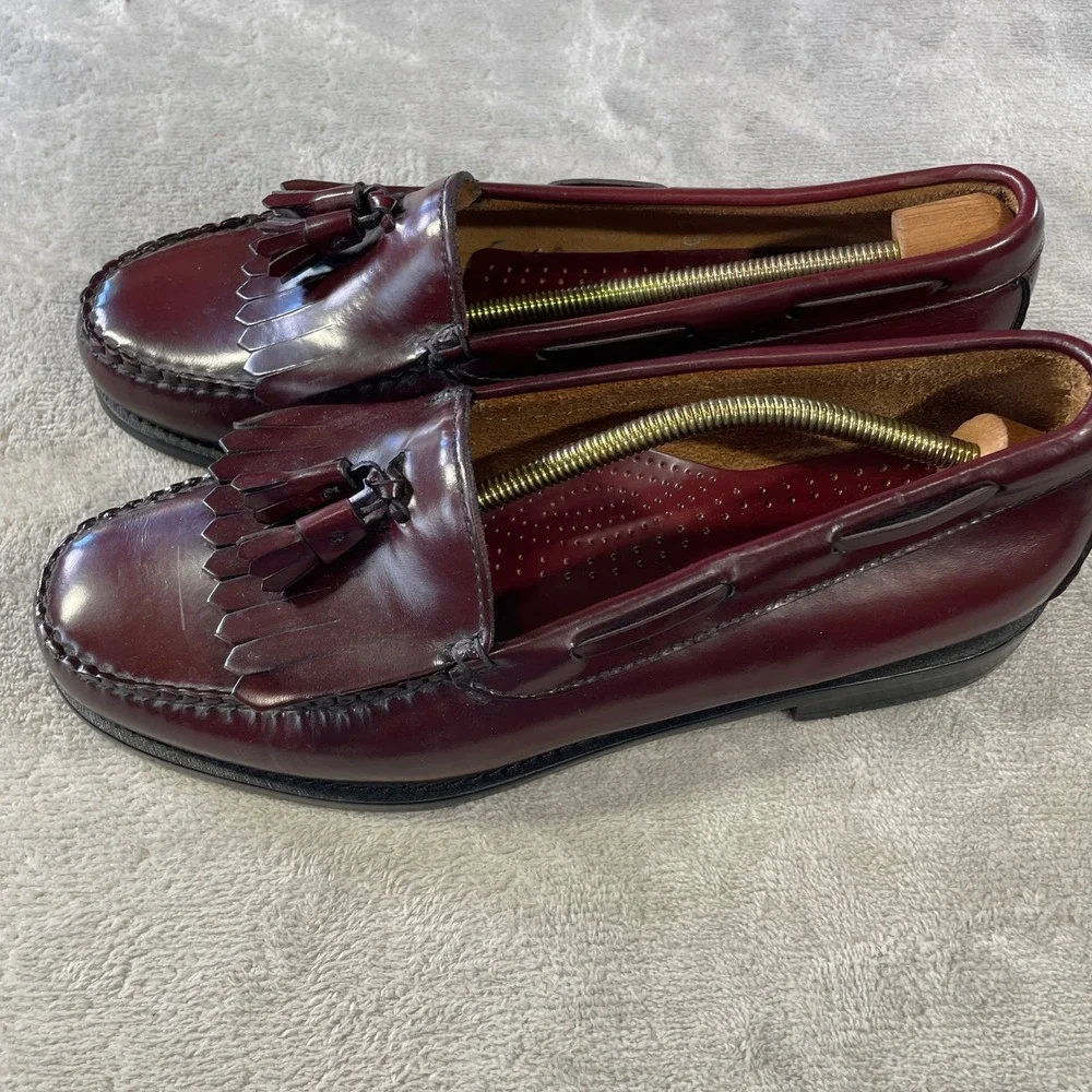 GH Bass Weejuns Layton Loafers Kiltie Mens 10.5 Burgundy Leather Tassel Office